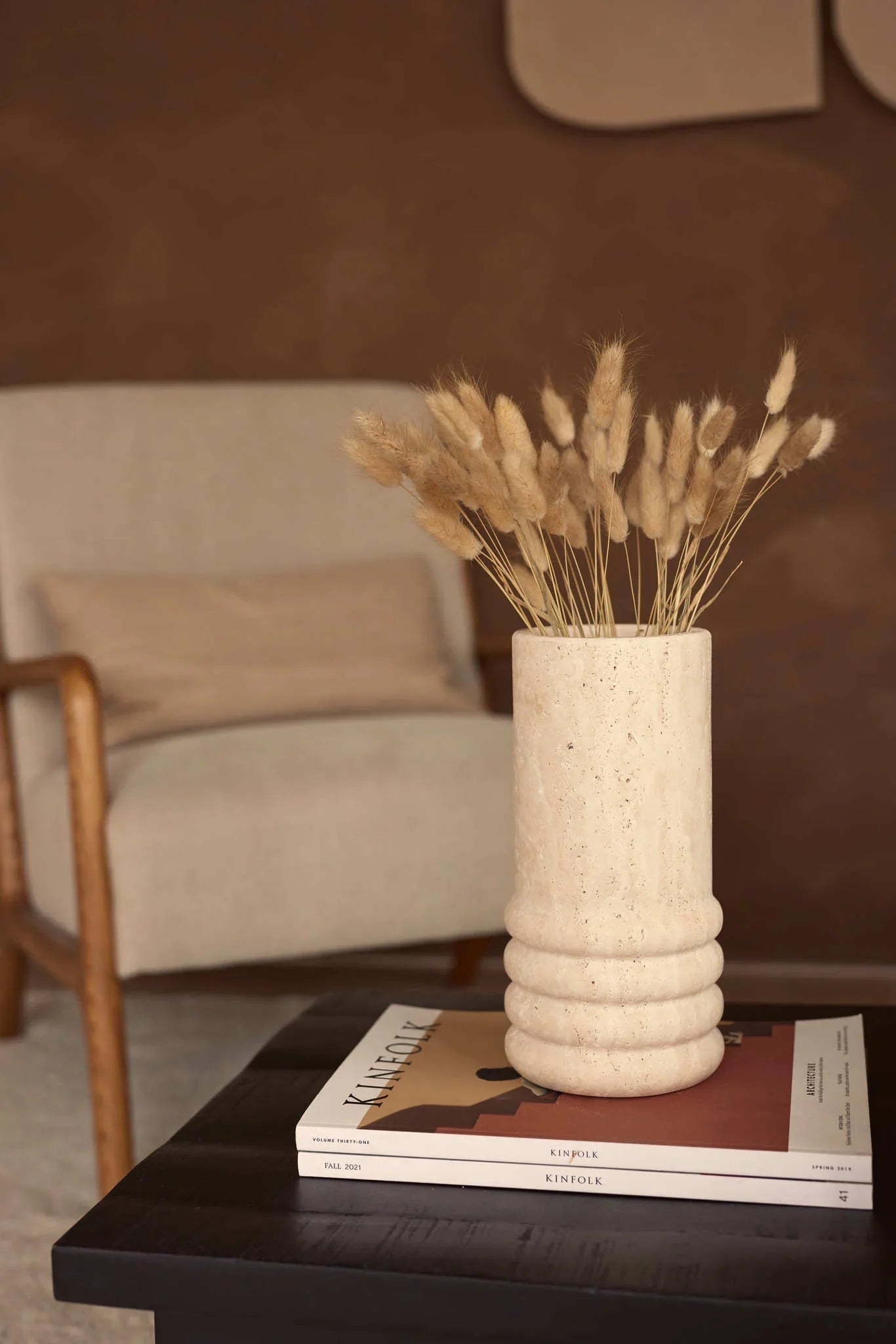 Travertin-Vase Molí Ø12×25 cm