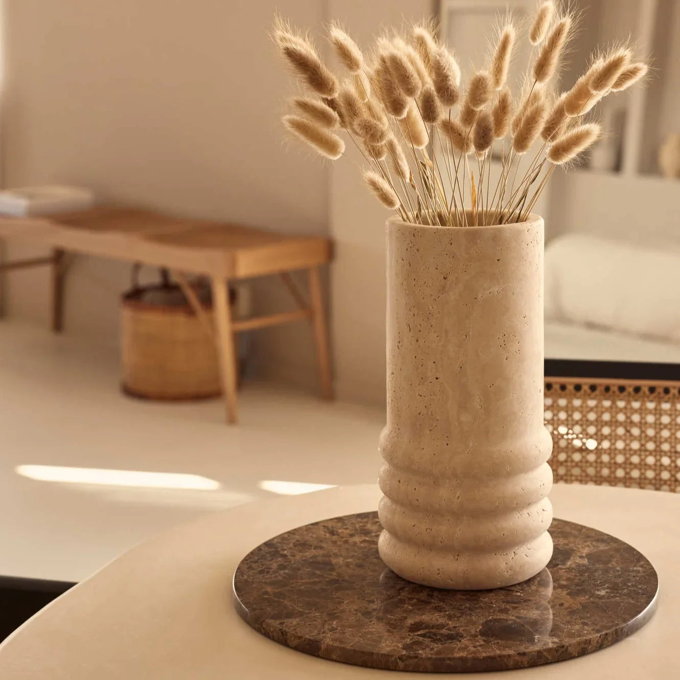Travertin-Vase Molí Ø12×25 cm