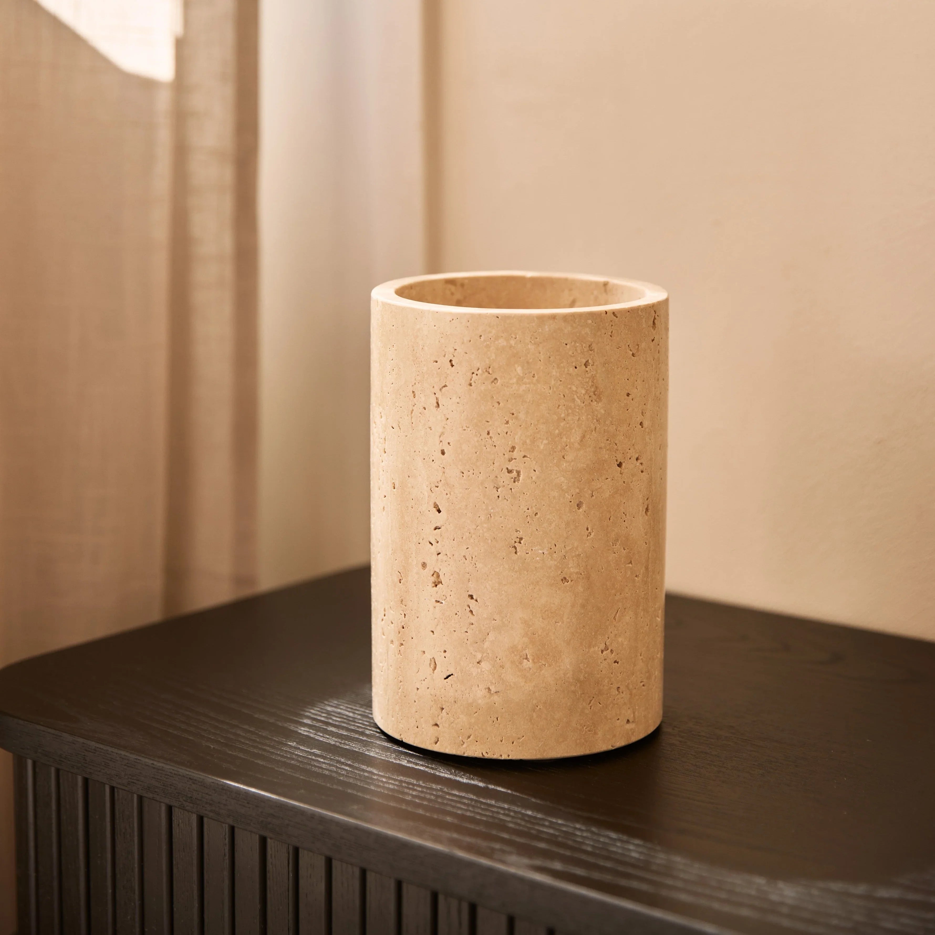 Travertin Vase/Weinkühler Ø12×18 cm